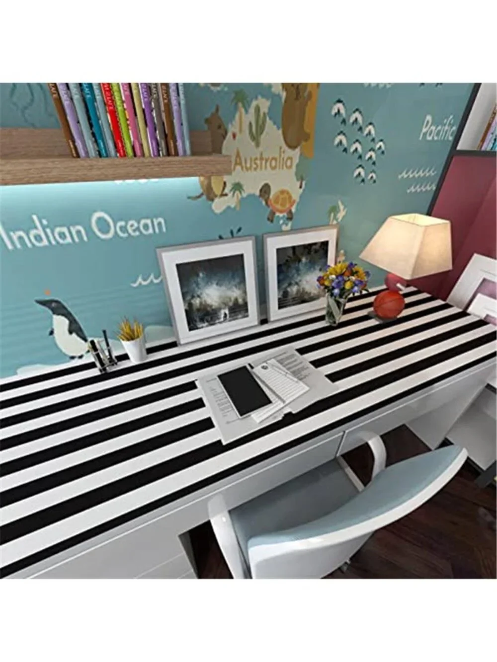 Black White Striped Peel and Stick Wallpaper Self Adhesive Removable Contact